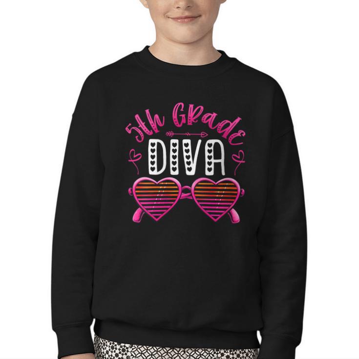 Women's 5th Grade Diva Back To School Fifth Grade For Girls Youth Crewneck Sweatshirt