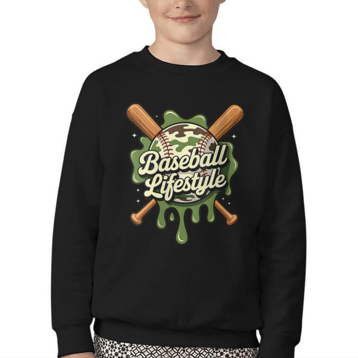 Women's Baseball Life Style 101 Apparel Youth Drip Baseball Boys Kid Youth Crewneck Sweatshirt