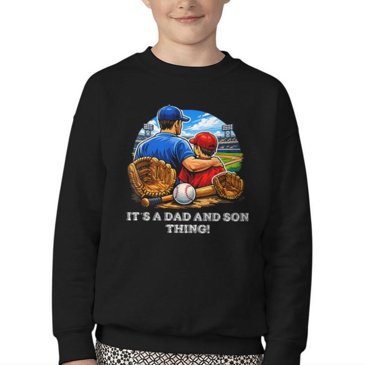 Women's Father Son Baseball Father's Day Youth Crewneck Sweatshirt