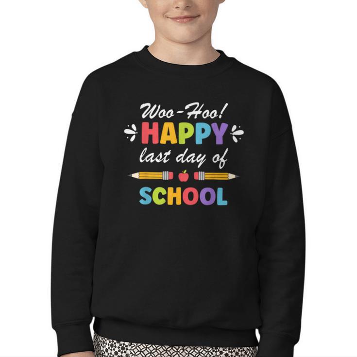 Woo-Hoo Happy Last Day Of School Fun Back To School Youth Crewneck Sweatshirt