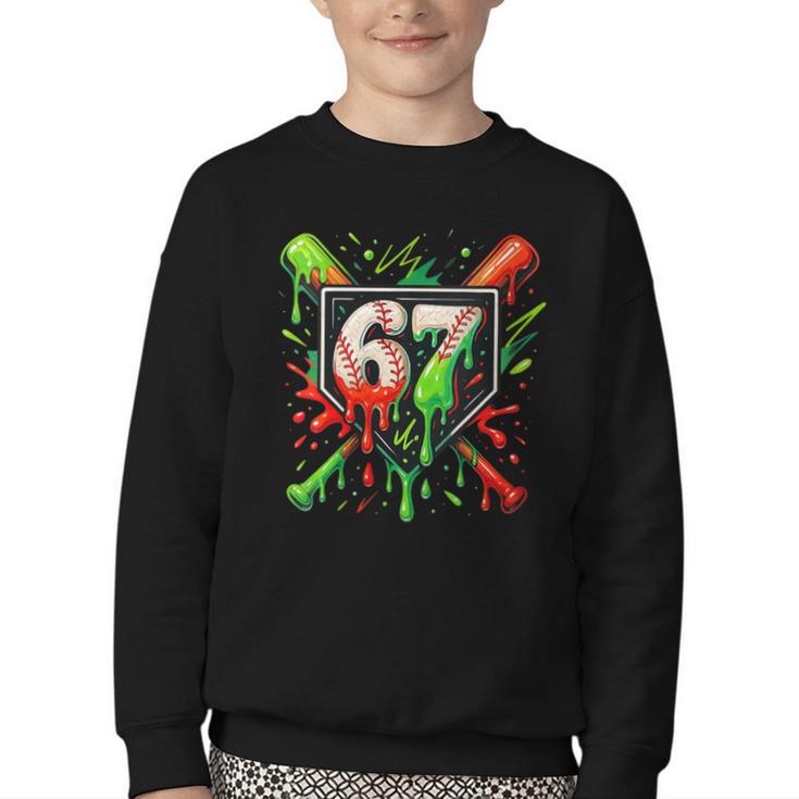 Xmas Baseball Six Seven 67 Meme Ice Cream Drip Men Women Youth Crewneck Sweatshirt