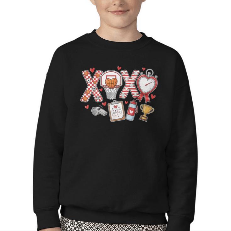XOXO Physical Education Valentines Day Baseball Football Men Youth Crewneck Sweatshirt