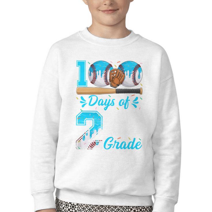 100 Days Of 2nd Grade Baseball 100th Day Of School Boys Kids Youth Crewneck Sweatshirt 100 Days Of 2nd Grade Baseball 100th Day Of School Boys Kids Youth Crewneck Sweatshirt