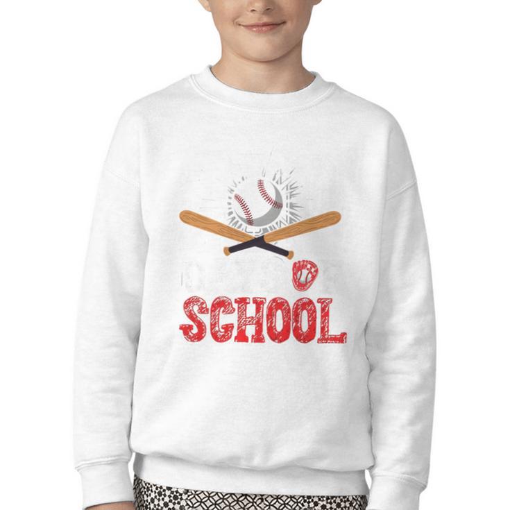 100 Days Of School Baseball 100 Days Smarter Boys Student Youth Crewneck Sweatshirt