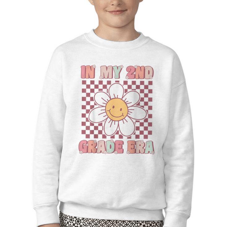 In My 2nd Grade Era Cute Groovy Second Grade Back To School Youth Crewneck Sweatshirt