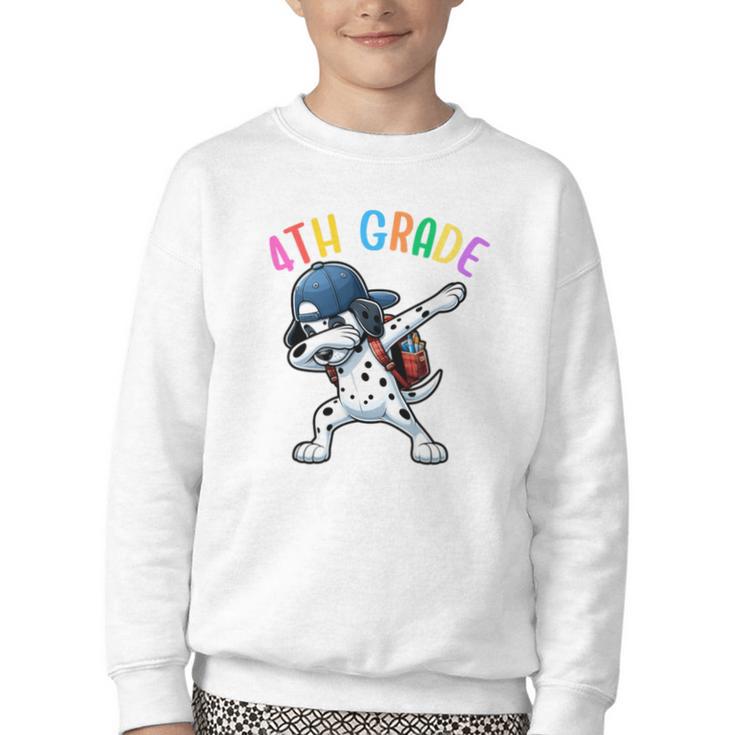 4th Grade Crew Dalmatian Dog Dabbing Back To School Premium Tri-Blend Youth Crewneck Sweatshirt