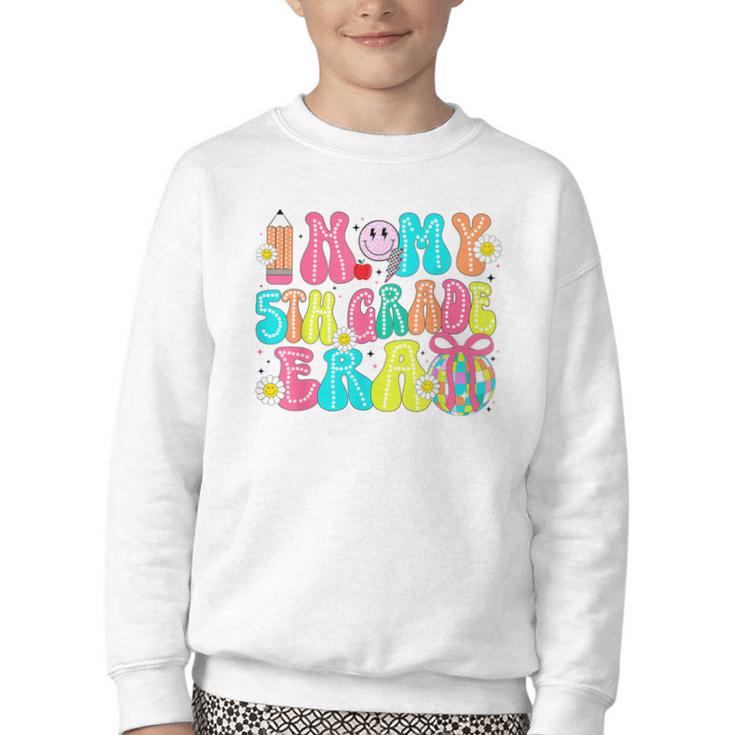 In My 5th Grade Era Coquette Bow Back To School Fifth Grade Youth Crewneck Sweatshirt