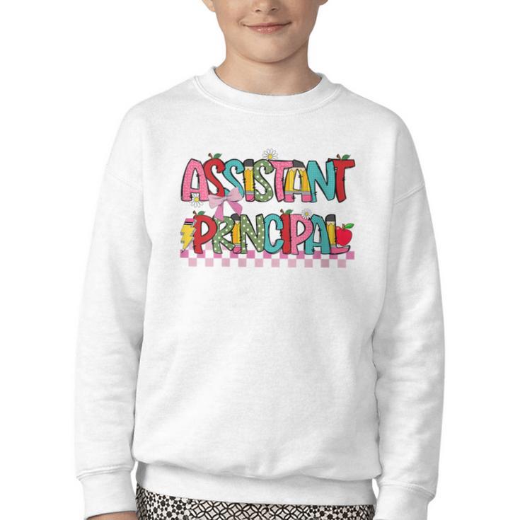 Assistant Principal Coquette Bow Pencil Cute Back To School Youth Crewneck Sweatshirt