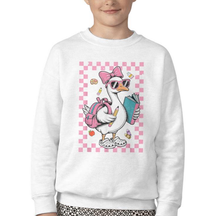 Back To School Goose First Day Of School Boy Girl Youth Crewneck Sweatshirt Back To School Goose First Day Of School Boy Girl Youth Crewneck Sweatshirt