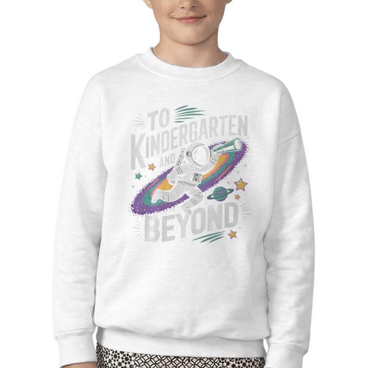 Back To School To Kindergarten And Beyond Astronaut In Space Premium Tri-Blend Youth Crewneck Sweatshirt