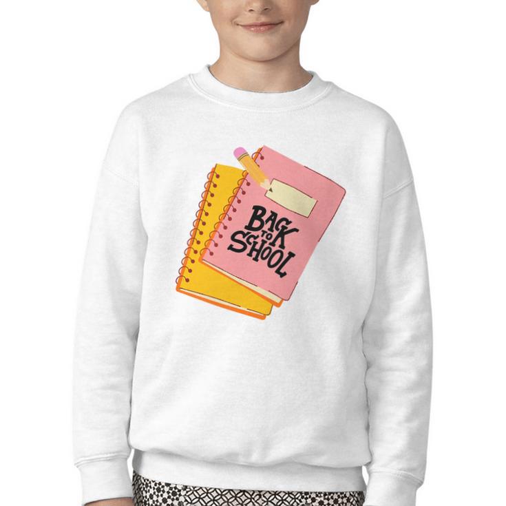 Back To School Notebook And Pencil Graphic Design Premium Tri-Blend Youth Crewneck Sweatshirt