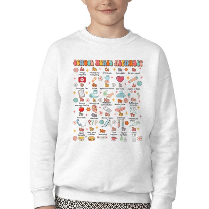 Back To School School Nurse Alphabet School Nurse Life Youth Crewneck Sweatshirt