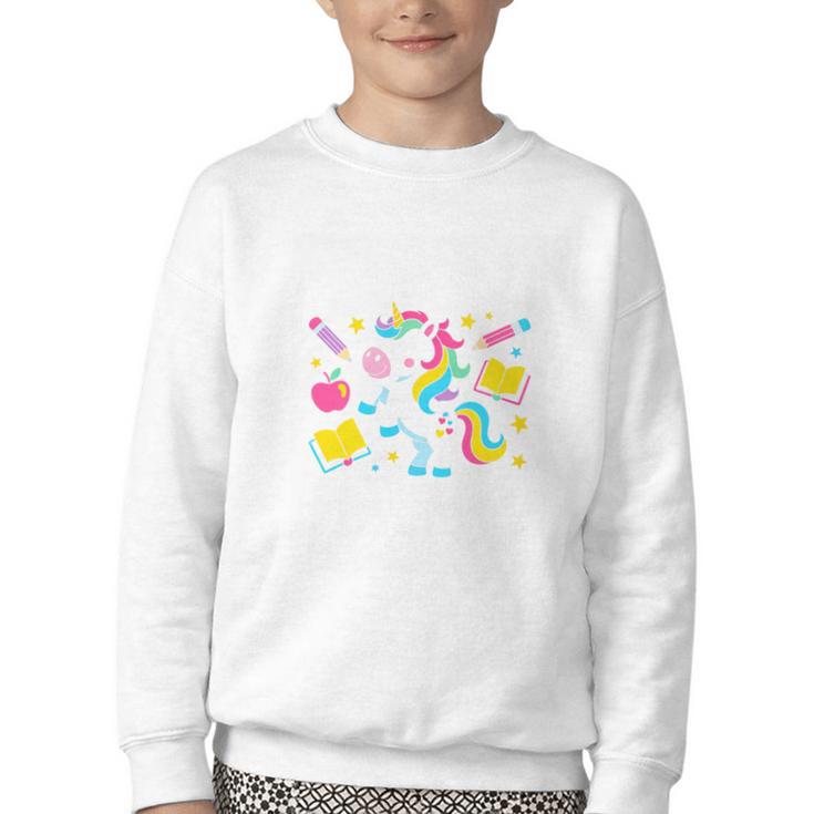 Back To School Unicorn First Grade Here I Come Premium Tri-Blend Youth Crewneck Sweatshirt