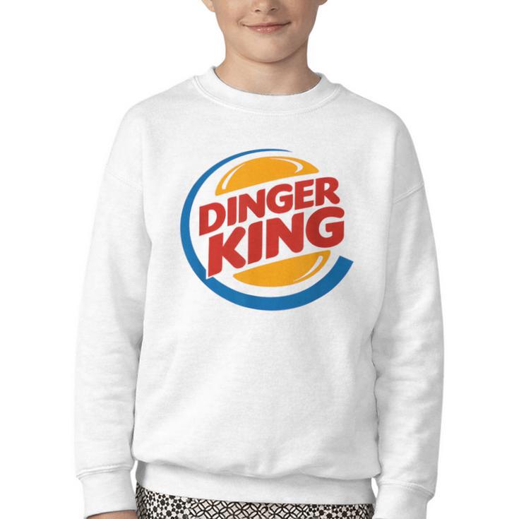 Baseball Dinger King Logo For Home Run Players And Fan Youth Crewneck Sweatshirt