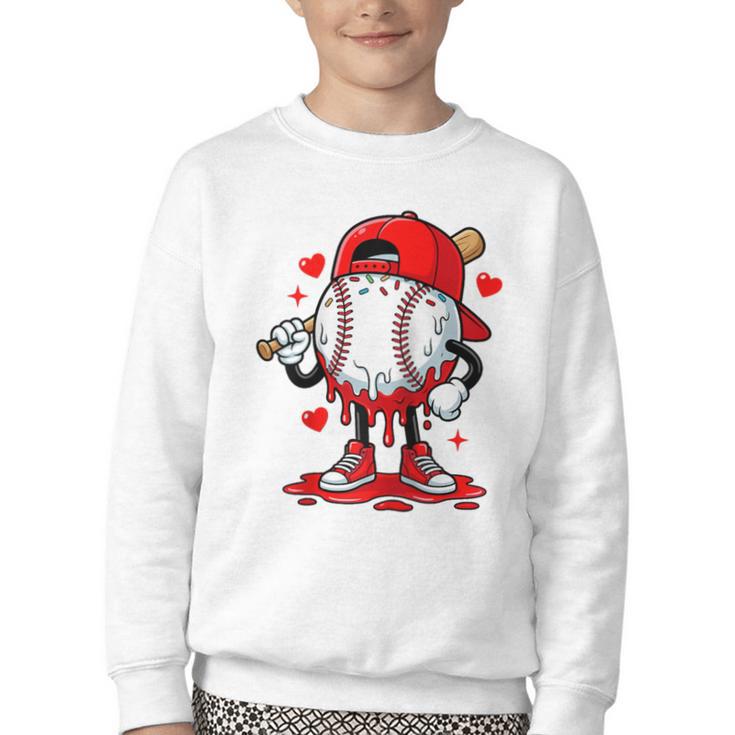Baseball Drip Icecream Apparel Youth Boy Valentine Raglan Baseball Tee Youth Crewneck Sweatshirt