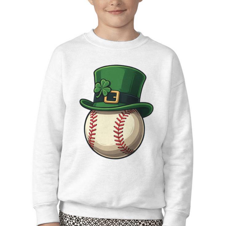 Baseball Leprechaun Hat Saint Patrick Retro Youth Crewneck Sweatshirt