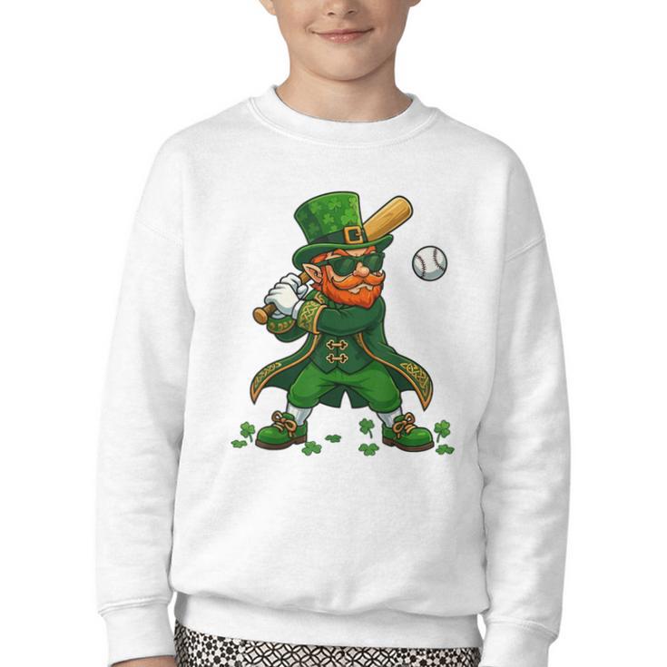 Baseball St Patricks Day Leprechaun Boys Girls Men Women Youth Crewneck Sweatshirt