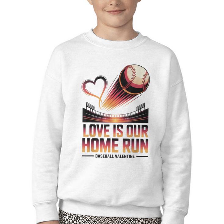 Baseball Valentine Forever On Deck For You Youth Crewneck Sweatshirt