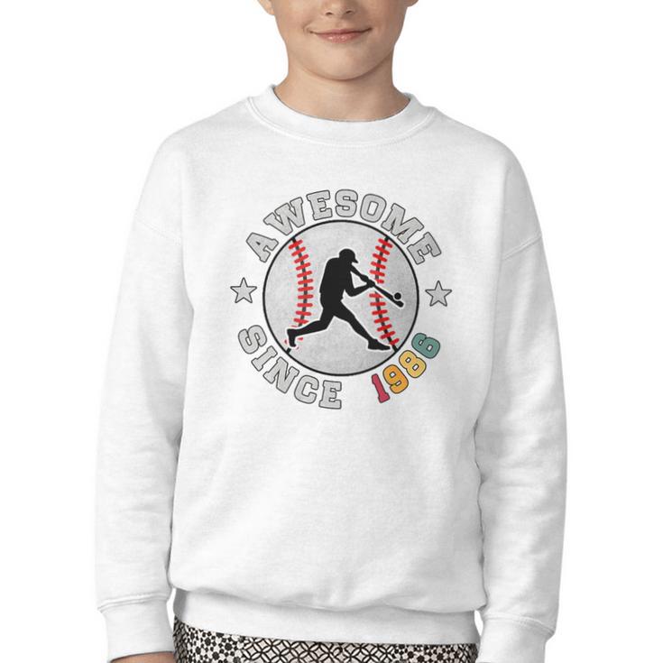 Birthday Baseball Lover 40 Years Old Awesome Since 1986 Premium Tri-Blend Youth Crewneck Sweatshirt