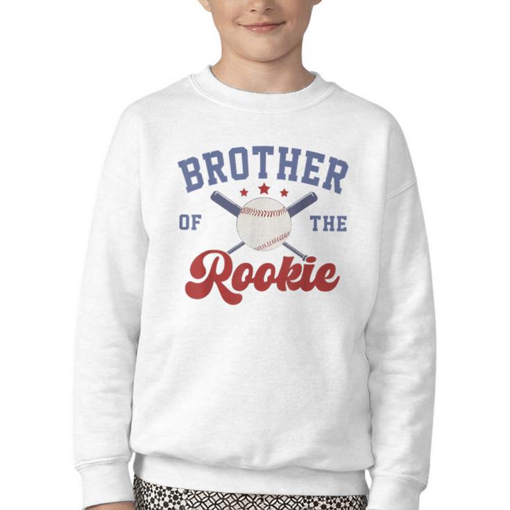 Brother Of Rookie 1st Birthday Baseball Boy Family Matching Youth Crewneck Sweatshirt