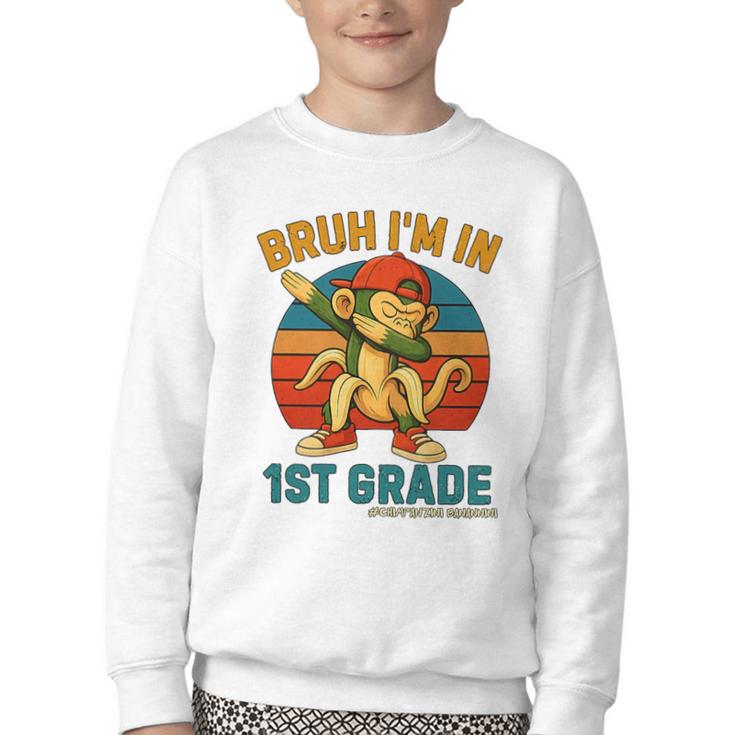 Bruh I’m In 1st Grade Italian Brainrot Meme Back To School Premium Tri-Blend Youth Crewneck Sweatshirt