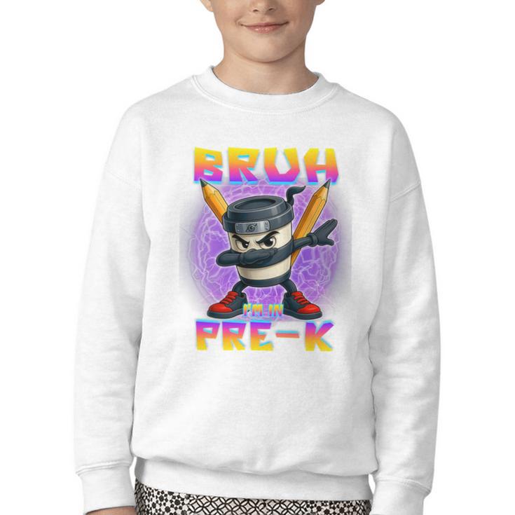 Bruh I'm In Pre-K Back To School Italian Brainrot Premium Tri-Blend Youth Crewneck Sweatshirt