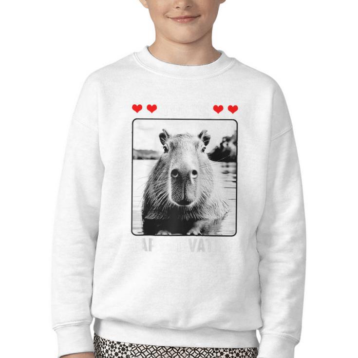 Capybara Love Valentines Day Cute Animal Hearts Raglan Baseball Tee Youth Crewneck Sweatshirt