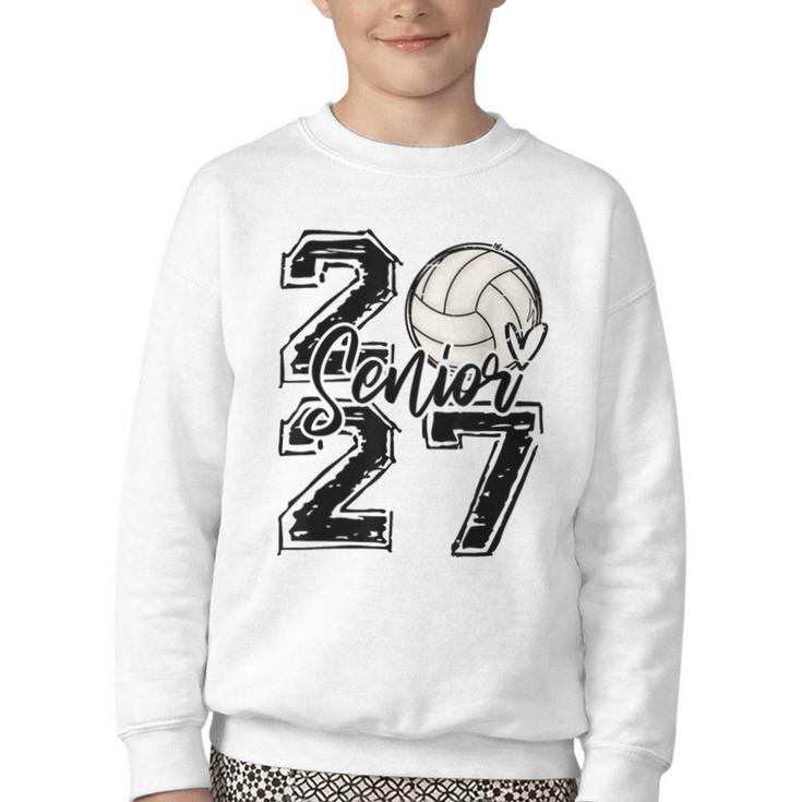 Class Of 2027 Volleyball Senior 2027 Back To School Youth Crewneck Sweatshirt