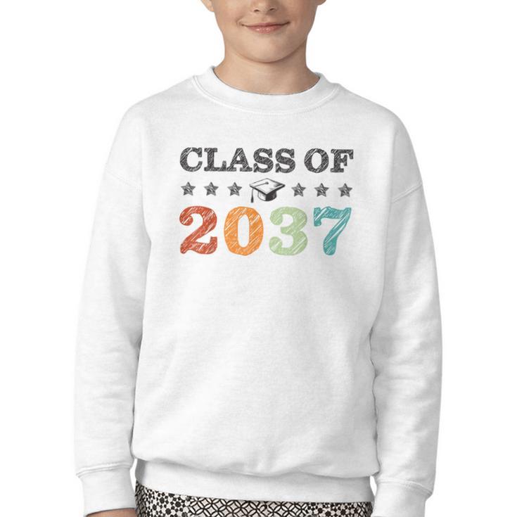 Class Of 2037 Grow With Me Back To School Graduation Youth Crewneck Sweatshirt