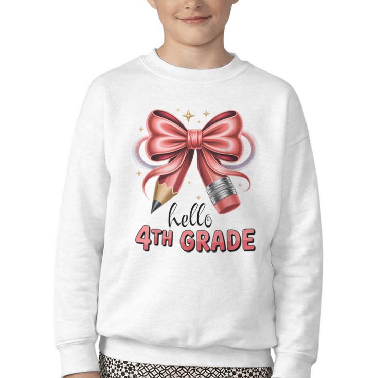 Coquette 4th Grade First Day Of Back To School Girls Outfits Youth Crewneck Sweatshirt