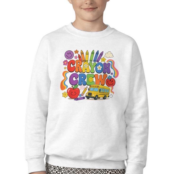 Crayon Crew Cute Back To School Vibes Student Youth Crewneck Sweatshirt