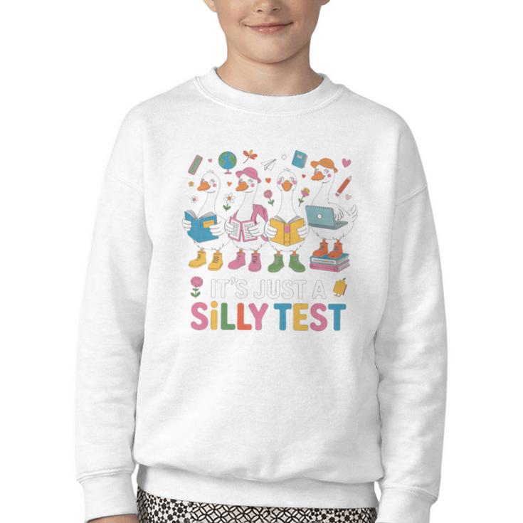 Cute Geese Silly Test Back To School Student Motivation Youth Crewneck Sweatshirt