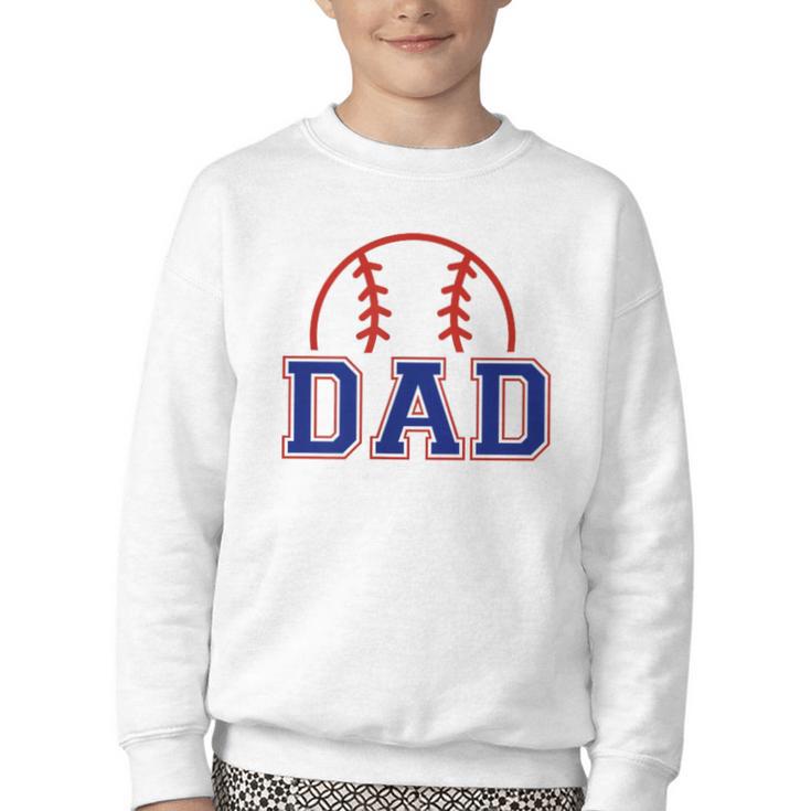 Dad Of Rookie 1st Birthday Baseball Boy Family Matching Youth Crewneck Sweatshirt
