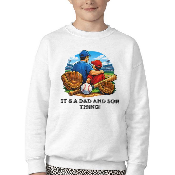 Father Son Baseball Father's Day Youth Crewneck Sweatshirt