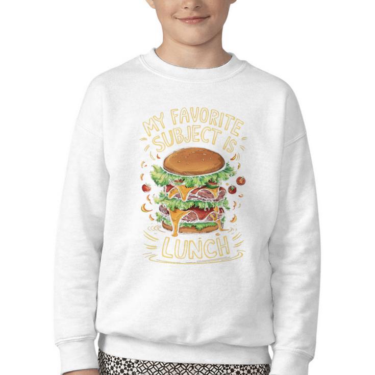 My Favorite Subject Is Lunch Hamburger Back To School Premium Tri-Blend Youth Crewneck Sweatshirt My Favorite Subject Is Lunch Hamburger Back To School Premium Tri-Blend Youth Crewneck Sweatshirt
