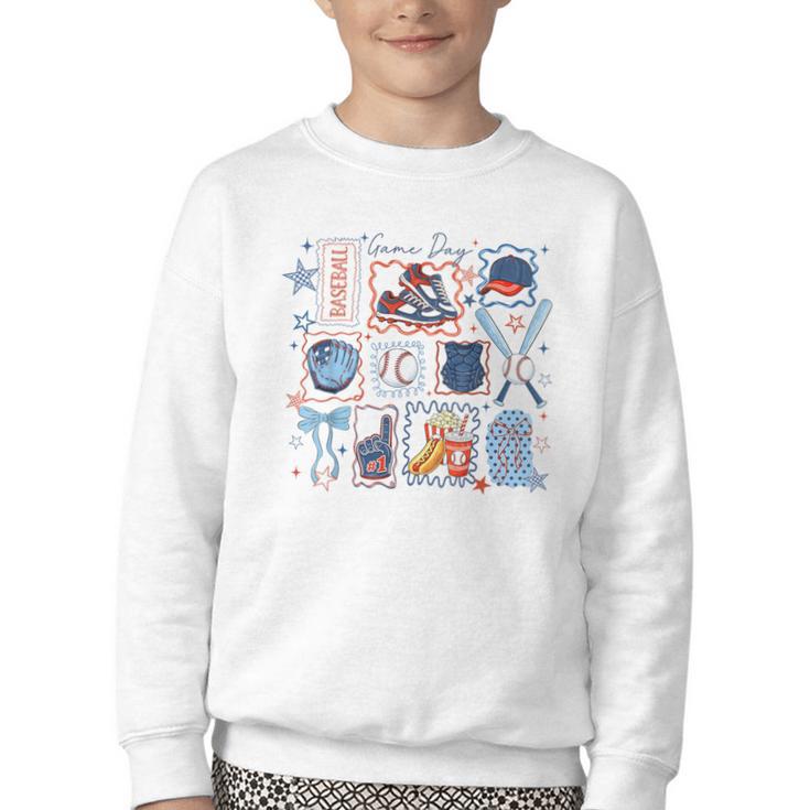 Game Day Baseball Lover Coquette Bow Girl Women Kid Mom Mama Youth Crewneck Sweatshirt