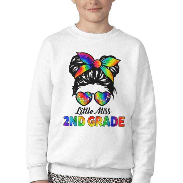 Girls Second Grade Back To School Cute Little Miss 2nd Grade Youth Crewneck Sweatshirt