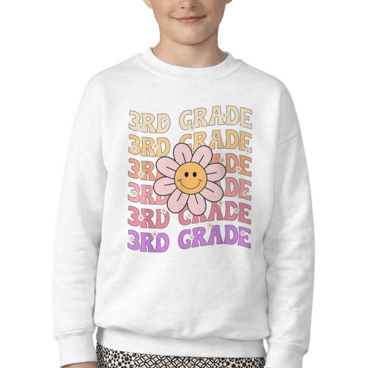 Groovy 3rd Grade Back To School Retro Groovy Third Grade Youth Crewneck Sweatshirt