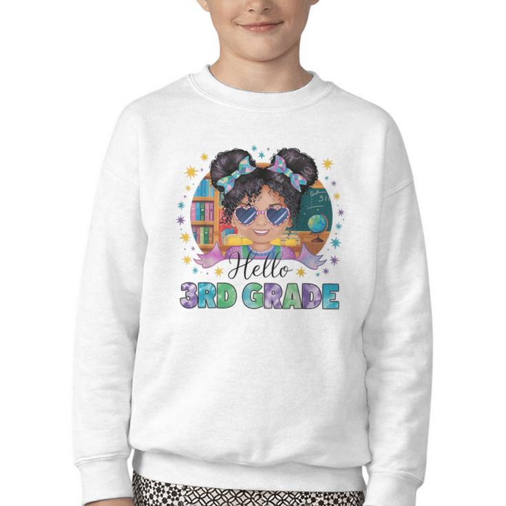 Hello 3rd Grade Girl Back To School Kids Boys Girls Youth Crewneck Sweatshirt