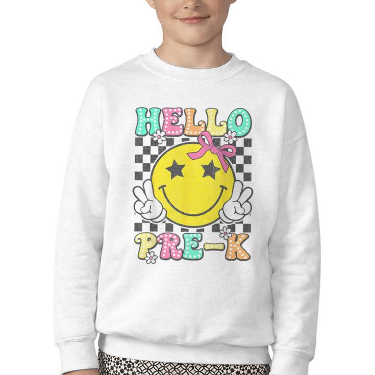 Hello Pre-K Coquette Bow Back To School Preschool Girl Youth Crewneck Sweatshirt