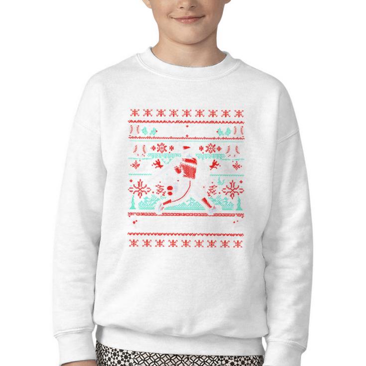 Ho Ho Homerun Baseball Ugly Christmas Sweater Party Hitter Youth Crewneck Sweatshirt