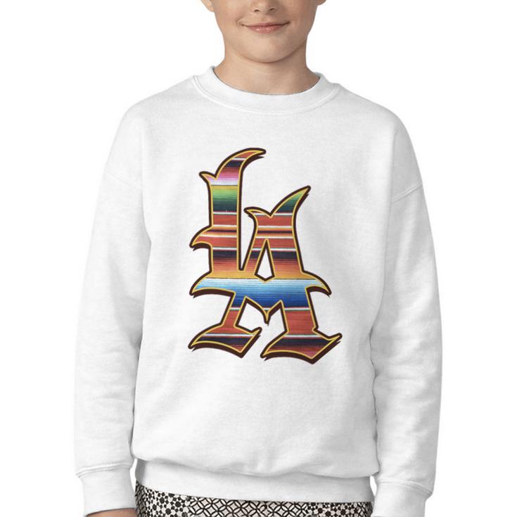 LA Sarape Los Angeles LA Sarape East LA Baseball Mexican Premium Tri-Blend Youth Crewneck Sweatshirt