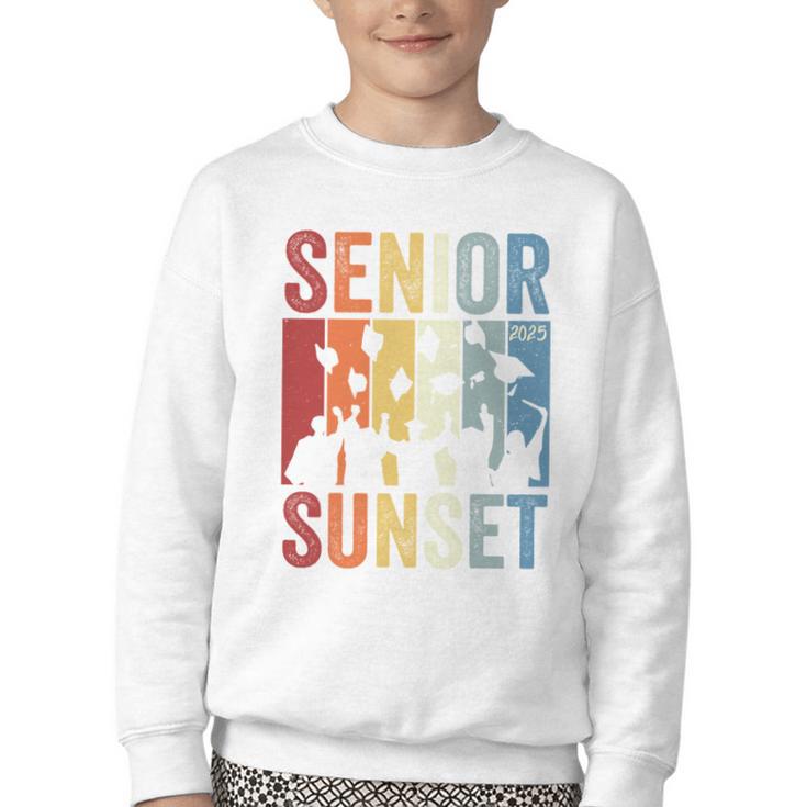 Last First Day Senior Sunset Class Of 2025 Back To School Performance Youth Crewneck Sweatshirt