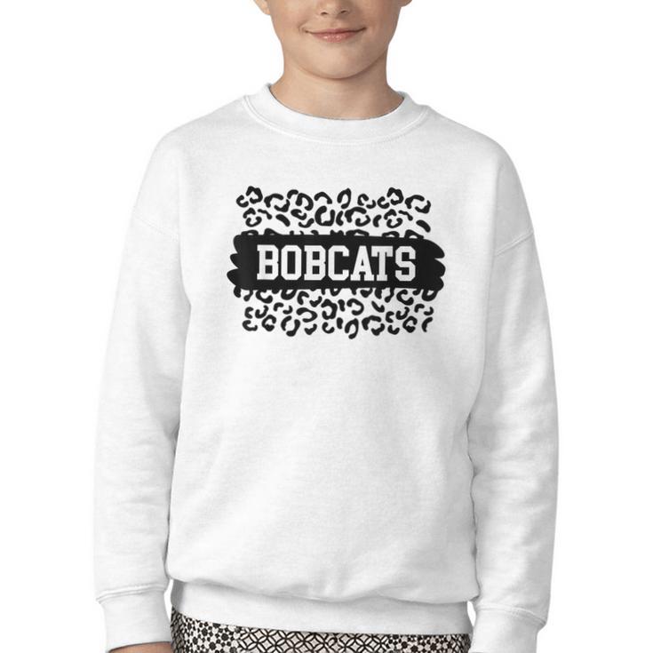 Leopard Bobcats School Spirit Fan Team Back To School Youth Crewneck Sweatshirt