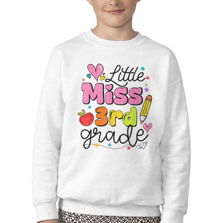 Little Miss 3rd Grade Back To School Cute Third Grade Girls Youth Crewneck Sweatshirt