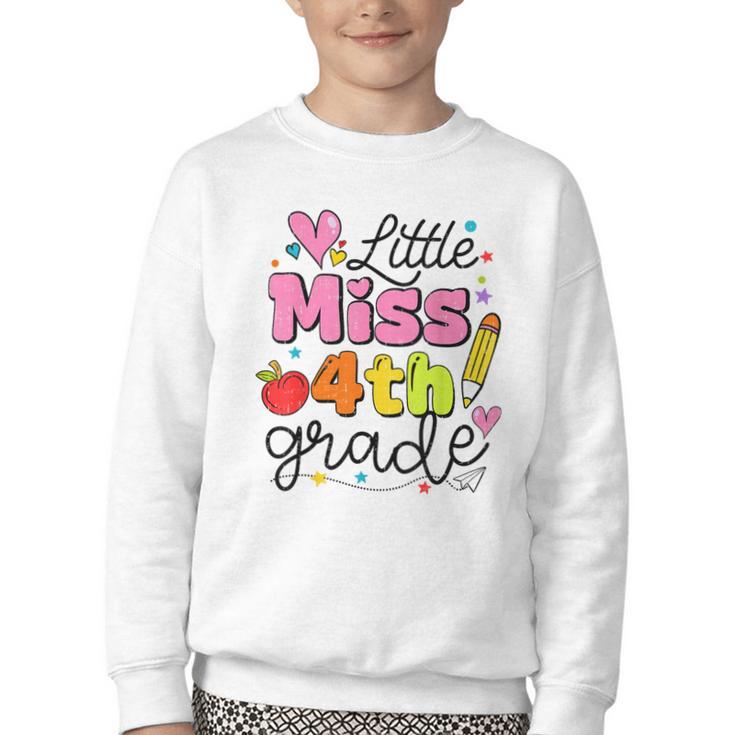 Little Miss 4th Grade Back To School Cute Fourth Grade Girls Youth Crewneck Sweatshirt
