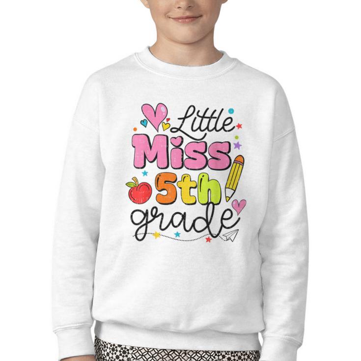 Little Miss 5th Grade Back To School Cute Fifth Grade Girls Youth Crewneck Sweatshirt