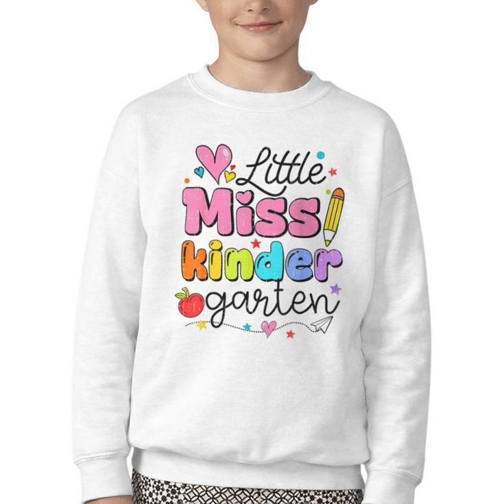 Little Miss Kindergarten Back To School Cute Kinder Girls Youth Crewneck Sweatshirt
