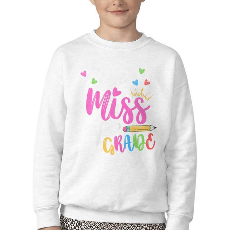 Little Misss Third Grade Back To School 3rd Grader Girl Youth Crewneck Sweatshirt