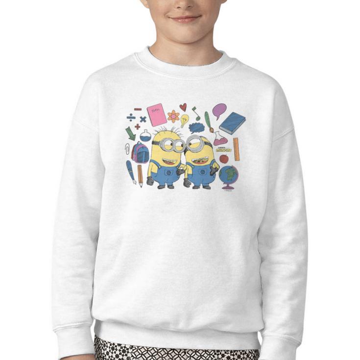 Minions Back To School Sketched Youth Crewneck Sweatshirt